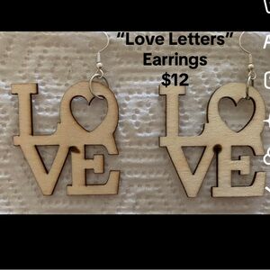 Love Letters Wooden Earrings